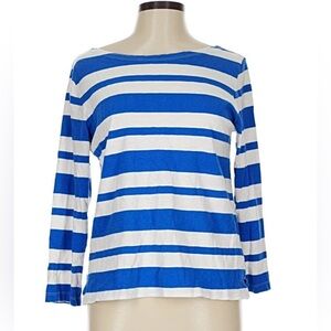 J. Crew Blue and White Striped Long Sleeve Top